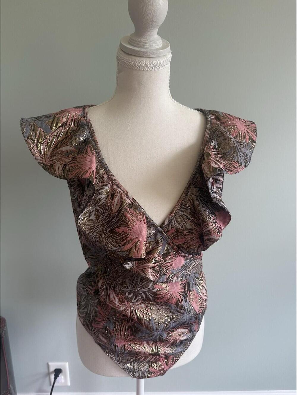 Victoria's Secret Metallic Bodysuit with Mesh Detail Size Medium